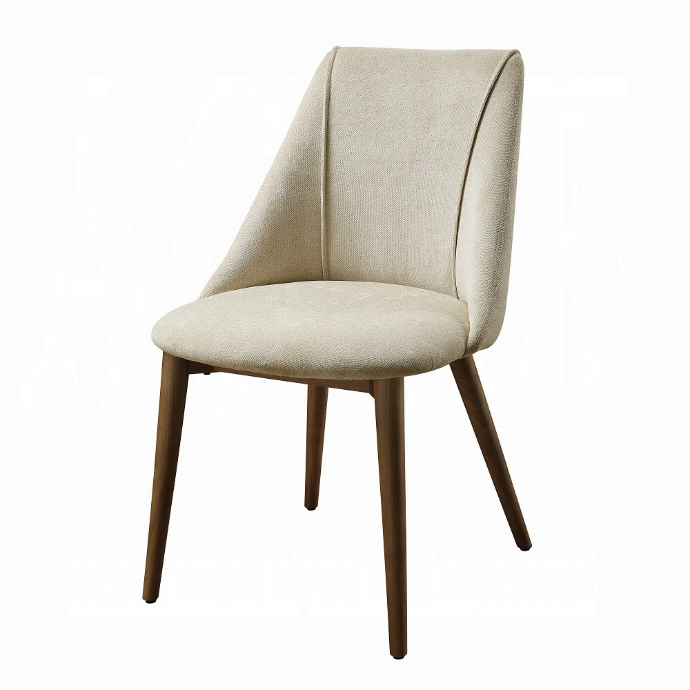 Included Willene DN03146 beige upholstered side chair. Four matching chairs are included; one chair is pictured.