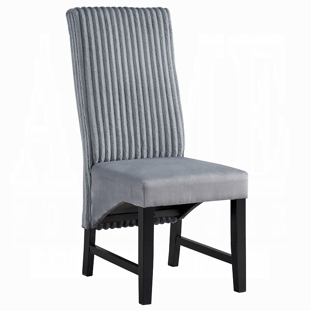 Included Kini DN04346 chair in gray corduroy with black legs. Four chairs are included in this set.