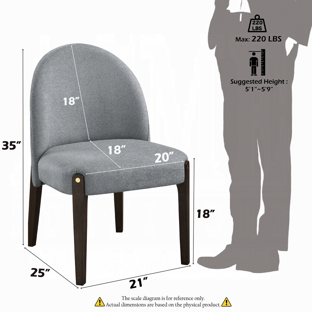 Manufacturer chair reference diagram: 21W × 25D × 35H inches overall; seat height approximately 18 inches.
