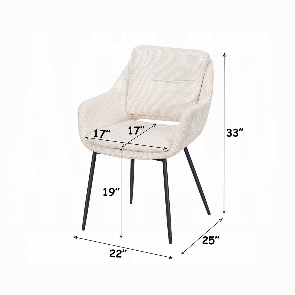 Manufacturer armchair dimensions: 22W × 25D × 33H inches; seat height approximately 19 inches.