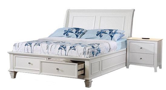 Lena White Storage Sleigh Bed