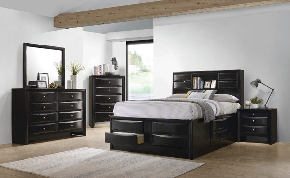 Kendall Black Bookcase Queen Captains Bed Room