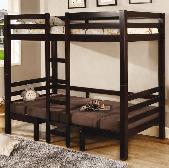 Winnebago Cappuccino Twin Dual Function Bunk Bed Padded Bench Seats Down Room