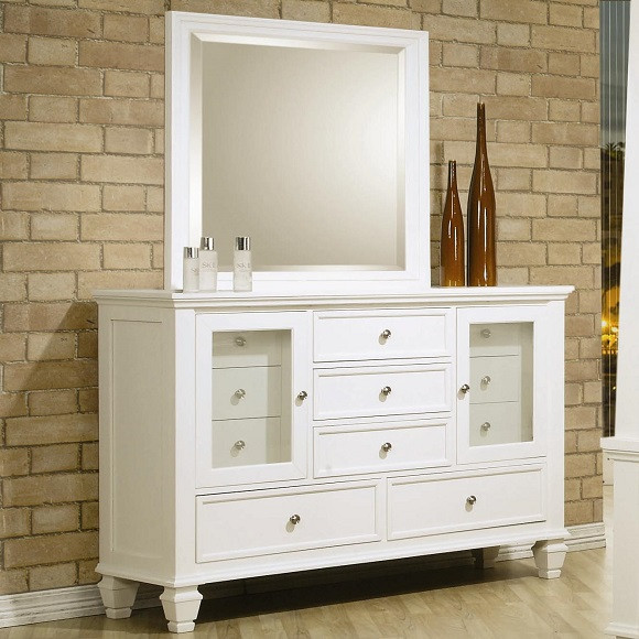 Dana Point White 11 Drawer Dresser shown with Optional Mirror Room