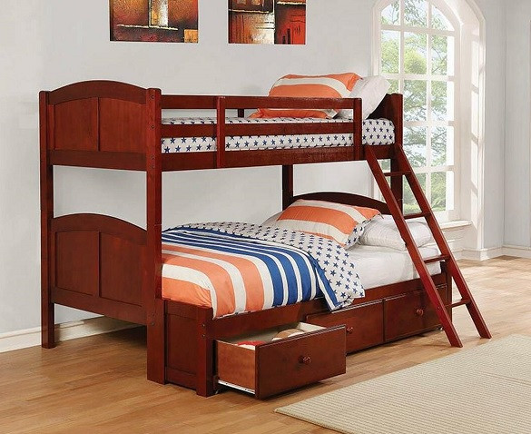 Simmons Twin over Full Bunk Bed shown with Optional Storage Drawers Room