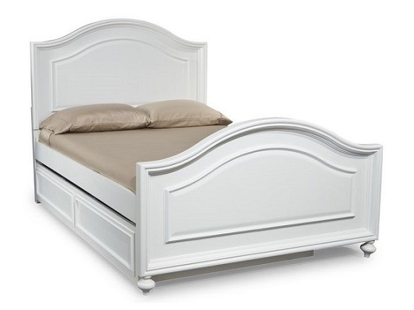 Daphne White Panel Full Size Beds for Girls shown with Optional Twin Storage Trundle