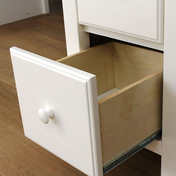 Chelsea White Twin Loft Bed with Desk and Storage Chest Drawer Detail