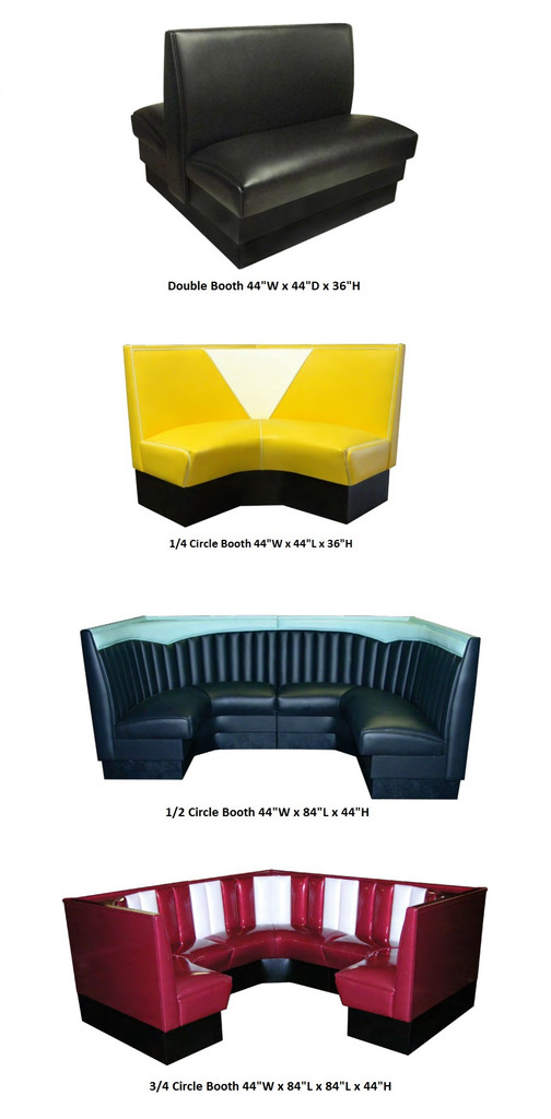 Bel Air Retro Diner Booth Available Sizes