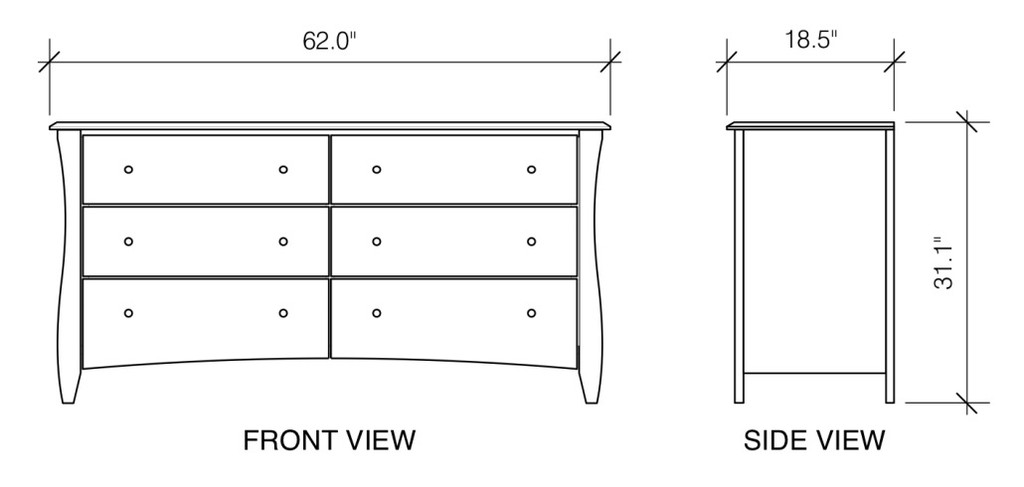 standard dresser dimensions California 6 Drawer brown walnut effect Encada 9 Drawer Dresser