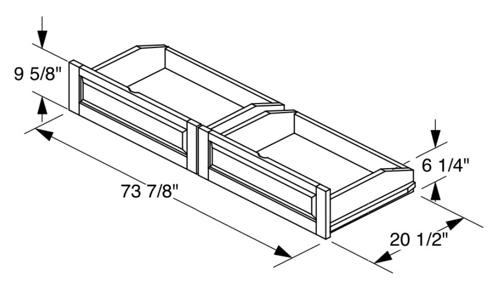 Eastwood Cherry Twin/Full Platform Bed Set of 2 Underbed Storage Drawers Dimensions