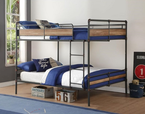 Ballard Industrial Metal Queen over Queen Bunk Bed Room