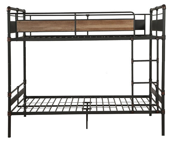Ballard Industrial Metal Queen over Queen Bunk Bed Back View