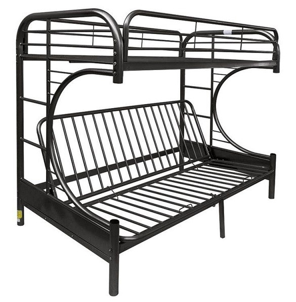 Cabot Black Twin XL over Queen Futon Bunk Bed Angled