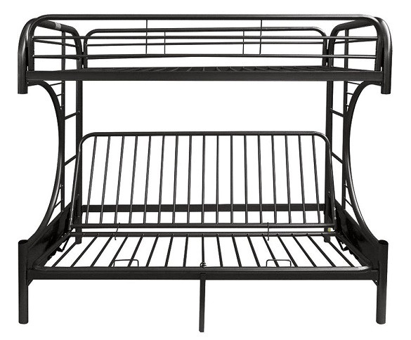 Cabot Black Twin XL over Queen Futon Bunk Bed Front View