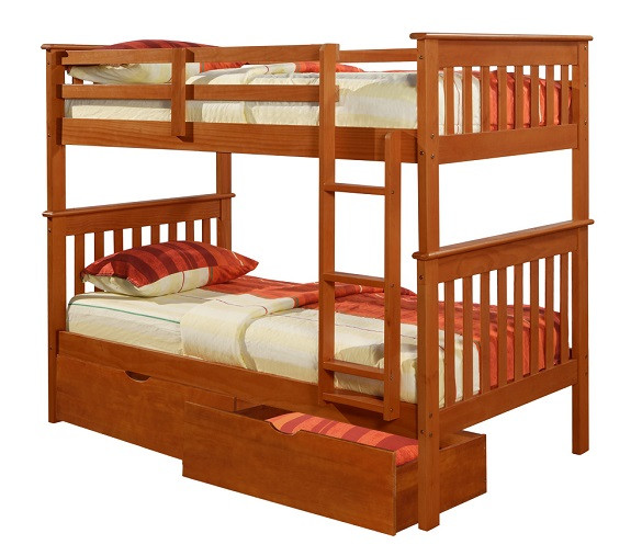 Park City Twin over Twin Bunk Bed shown with Optional Set of 2 Underbed Storage Drawers