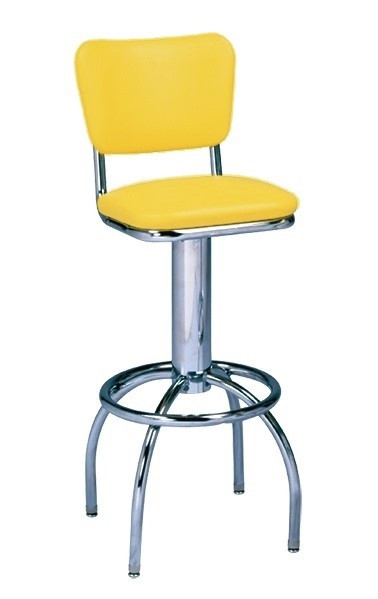 Hydra Retro Swivel Bar Stool shown with Bright Yellow Vinyl