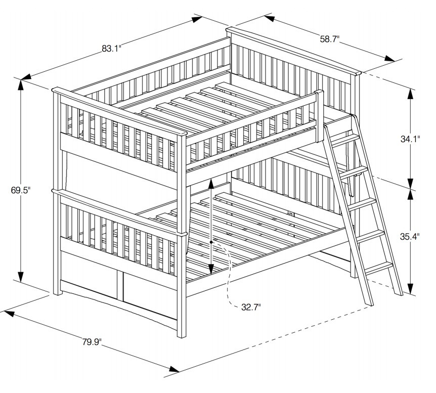 Eastwood Cherry Full over Full Bunk Beds Dimensions