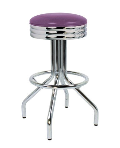 Leda Retro Swivel Bar Stool shown with Violet Vinyl