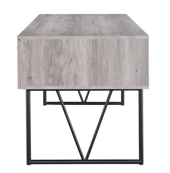 Adam Weathered Gray Writing Desk Side View