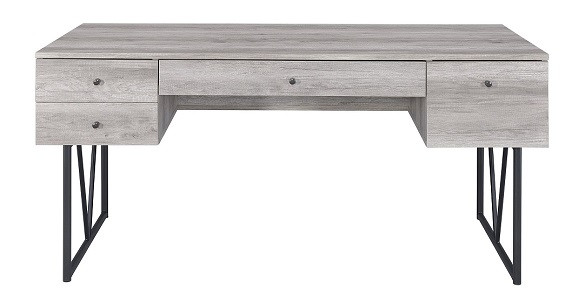 Adam Weathered Gray Writing Desk Front View