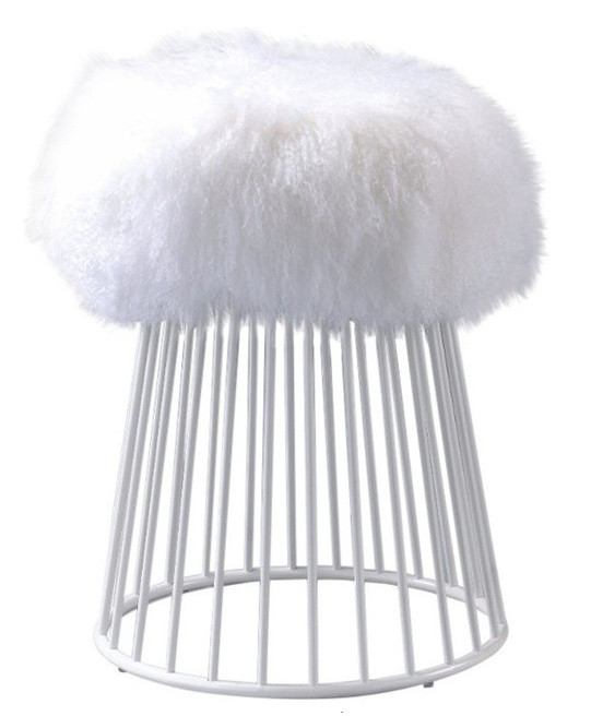 Sherpa Fur Round Ottoman