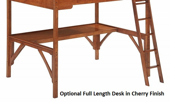 Westwood Chocolate Wood Loft Bed Optional Full Length Desk