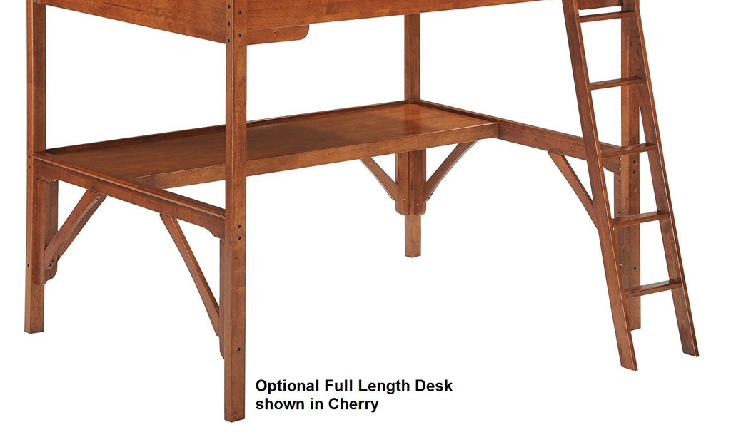 Bailey Natural Wood Loft Bed Optional Full Length Desk