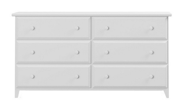 Chelsea White 6 Drawer Dresser Front View