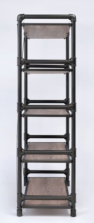 Atos 5 Shelf Pipe Metal and Wood Bookshelf Side View