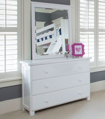 Chelsea White Tall Mirror shown with Optional Chelsea White 3 Drawer Chest Room