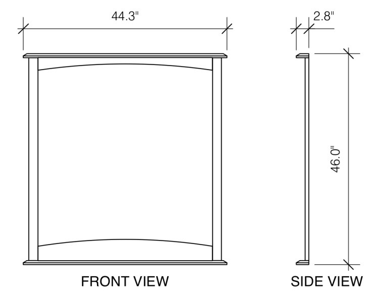 Westwood Chocolate Vertical Mirror Dimensions