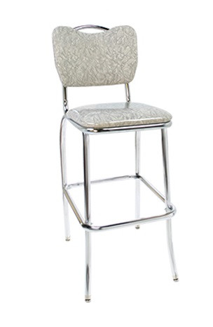 Ara Retro Bar Stool shown with Grey Cracked Ice Vinyl