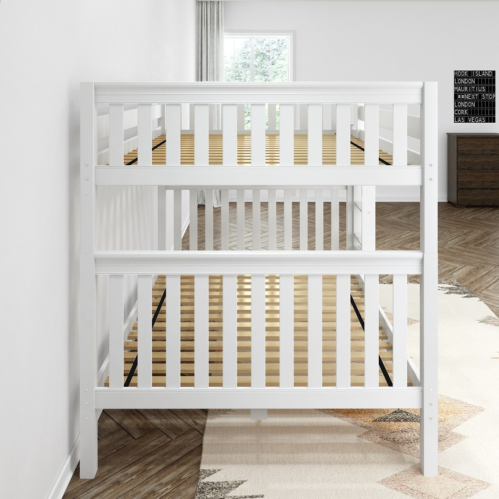 Lily White Queen over Queen Bunk Bed Left Side Bed End Detail Room