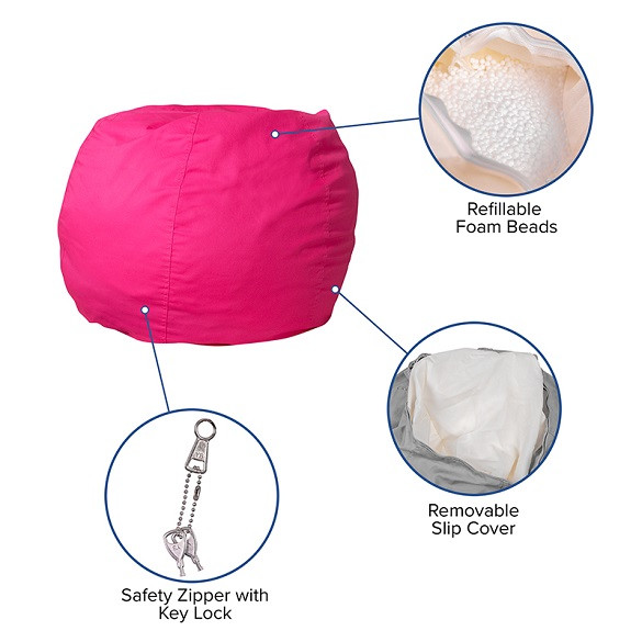 Hot Pink Bean Bag Chairs for Kids Details