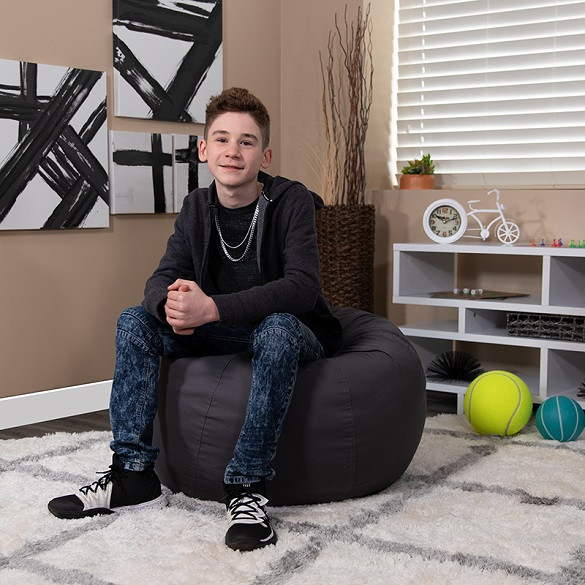 Steel Gray Bean Bag Chairs for Kids with Kid Room