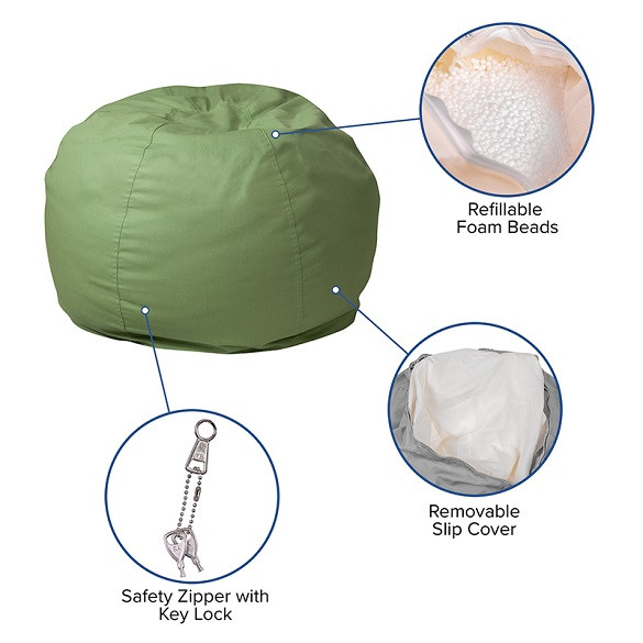 Green Bean Bag Chairs for Kids Details
