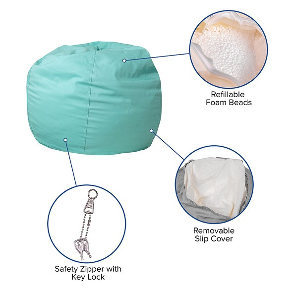 Mint Bean Bag Chairs for Kids Details