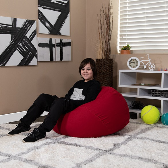 Red Bean Bag Chairs for Kids with Kid Room