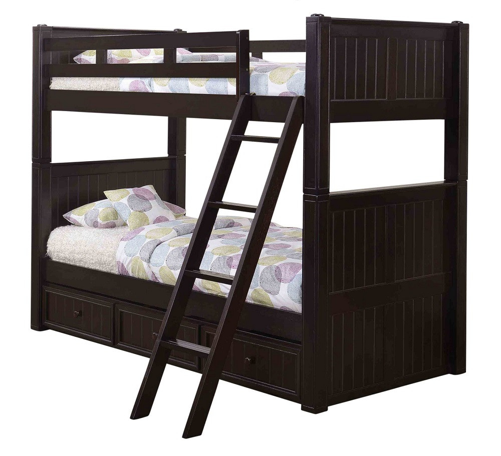 Foster Espresso Twin over Twin Bunk Beds shown with Optional Storage Trundle