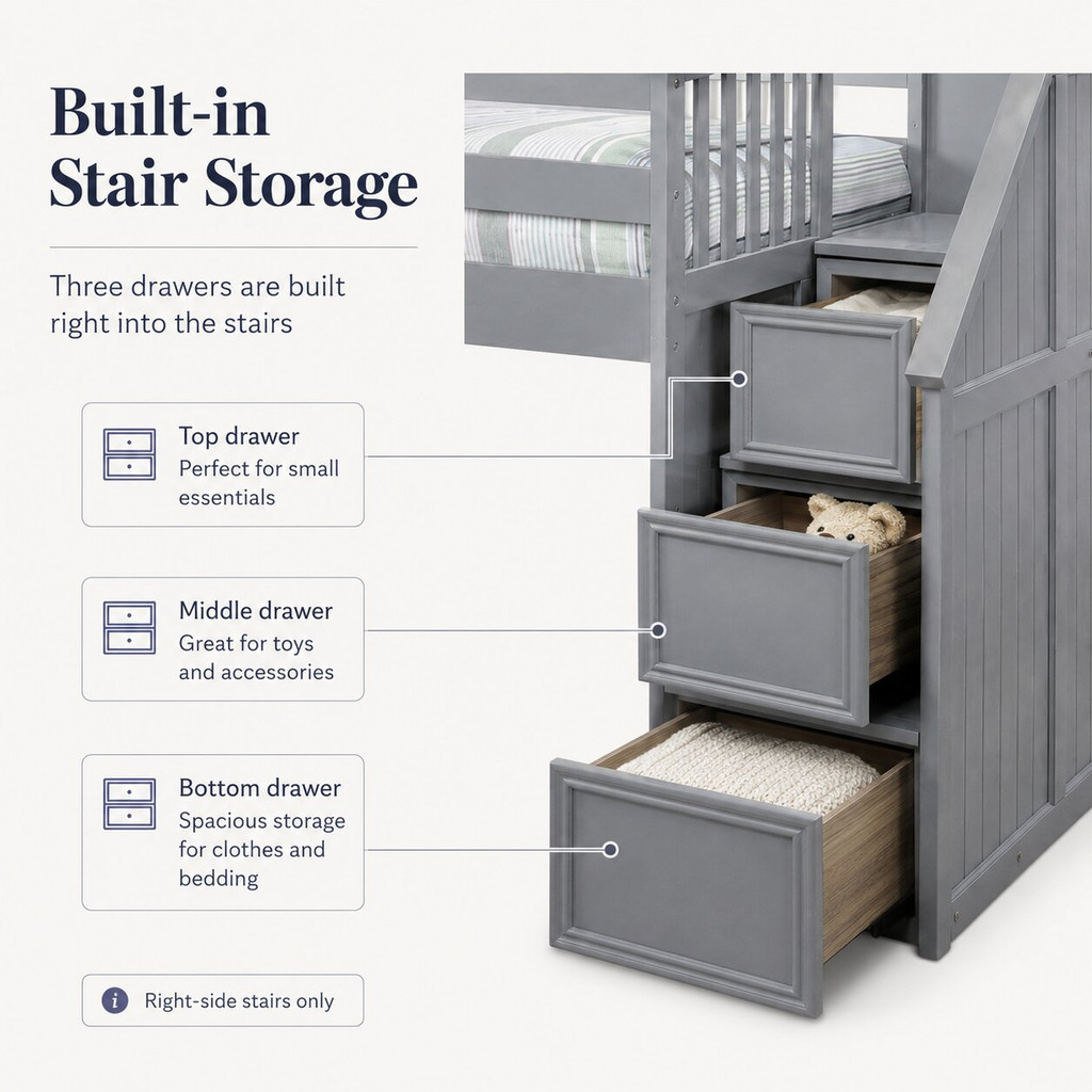 Moreno Stairway Low Loft Bed Stair Detail