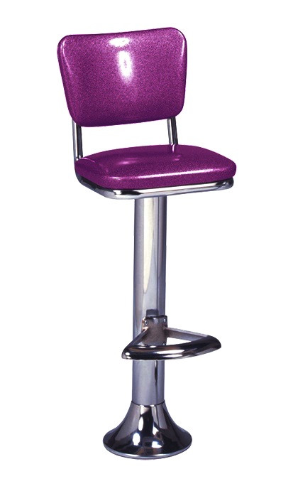 Bob Hope Retro Swivel Bar Stool shown with Impact Orchid Polaris Sparkle Vinyl