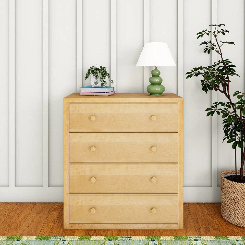 Lingo Natural 4 Drawer Dresser Front View Room