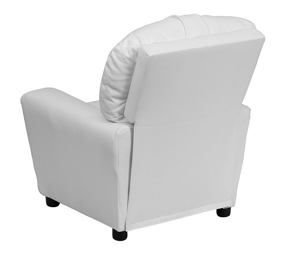 Vinyl Kids Recliner with Cup Holder Back View White