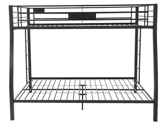 Focus Black Metal Full XL over Queen Bunk Bed Front View No Mattresses