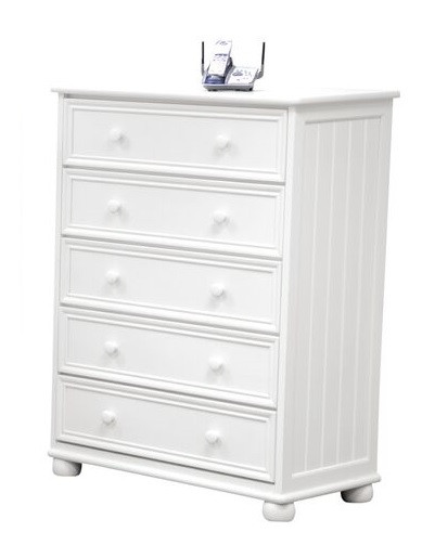 Beatrice White 5 Drawer Chest
