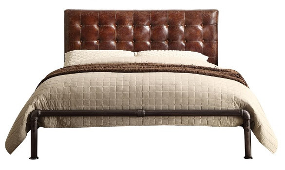 Malcolm Vintage Metal Upholstered Queen Size Bed