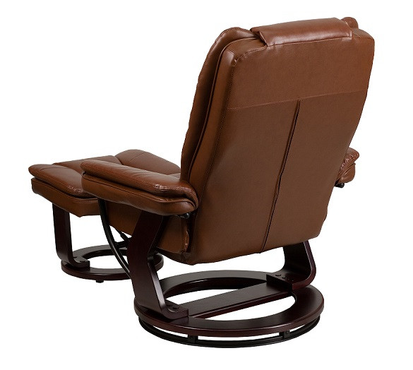Diplomat Toffee Swivel Recliner and Ottoman Back View