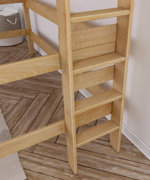 Becks Natural L Shaped Loft Bed Ladder Detail Room