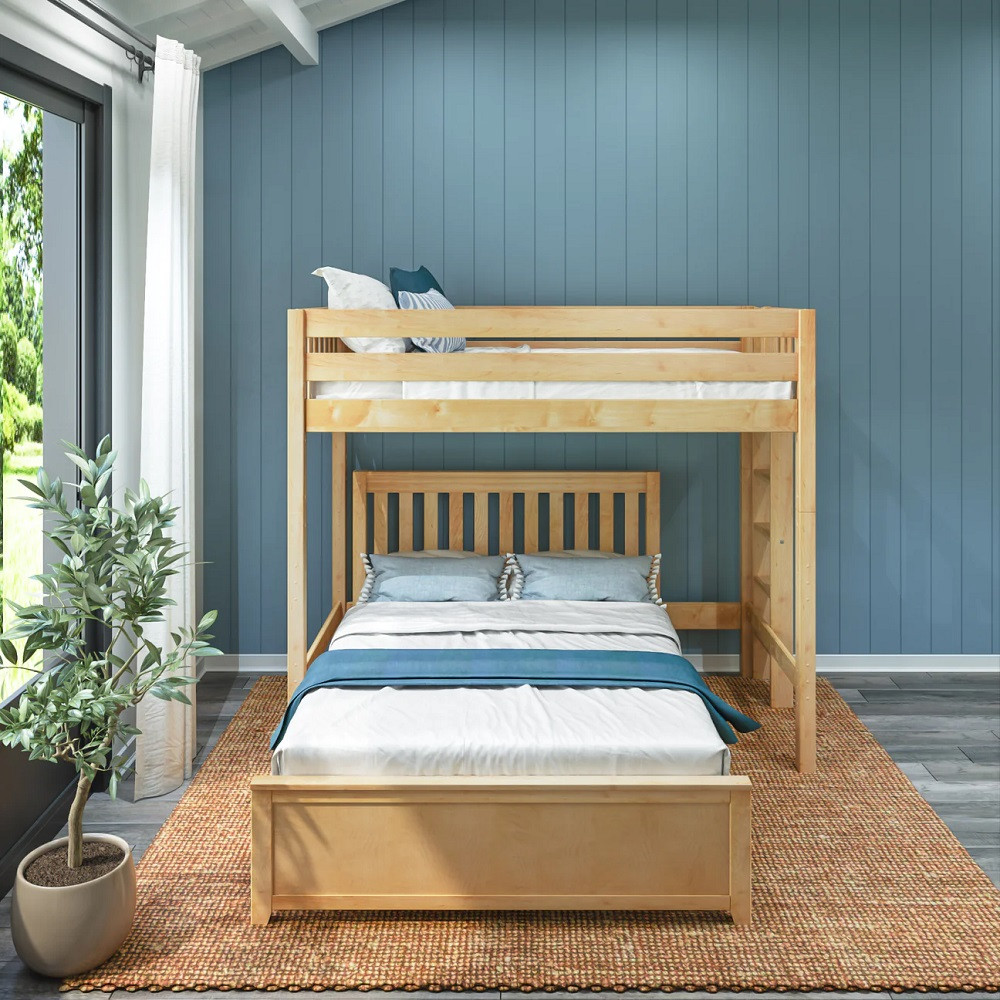 Becks Natural L Shaped Loft Bed Front View Room