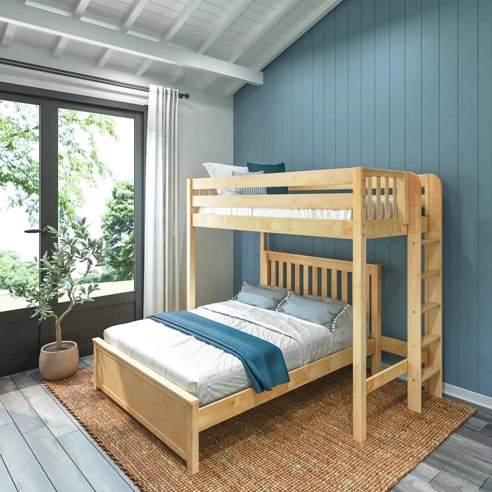 Becks Natural L Shaped Loft Bed Right Angled View Room